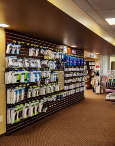 specialty medical products wall at hme green bay